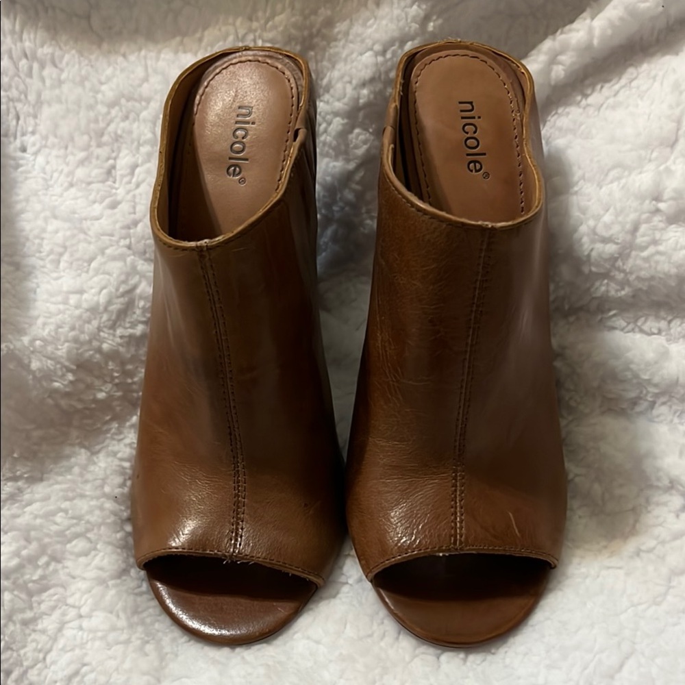 Nicole Brown Peep Toe Women's Shoes